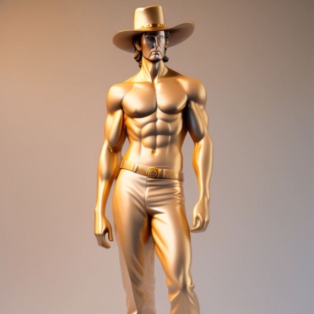 Golden “DROVERS” Statue - 13” x 19"Frameable Digital Art Print
